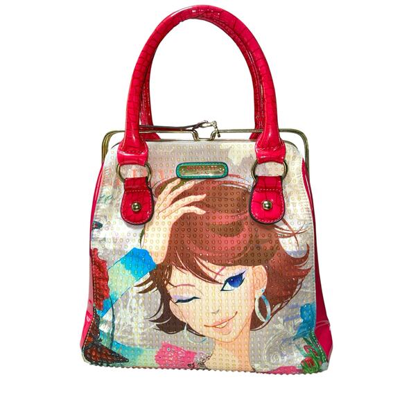 Nicole Lee Whimsy Floral Garden Girl Pink Shoulder Bag - Picture 1 of 9